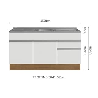 Foto 3 | Gabinete Bajo Cocina Madesa Glamy Con Tarja 150cm