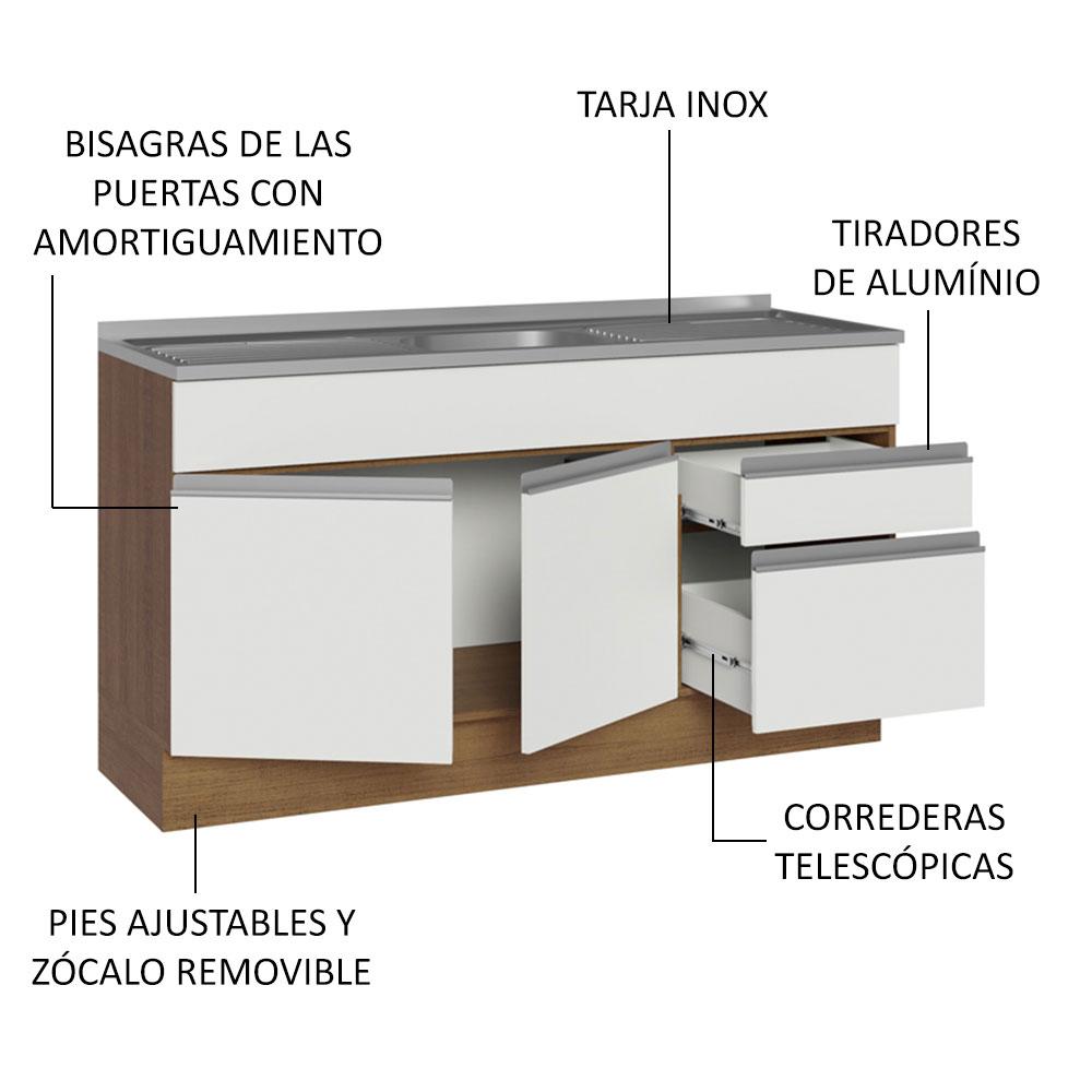 Foto 5 pulgar | Gabinete Bajo Cocina Madesa Glamy Con Tarja 150cm