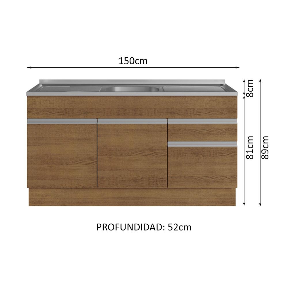 Foto 4 pulgar | Gabinete Bajo Cocina Madesa Glamy Con Tarja 150cm