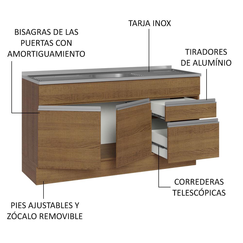 Foto 5 pulgar | Gabinete Bajo Cocina Madesa Glamy Con Tarja 150cm