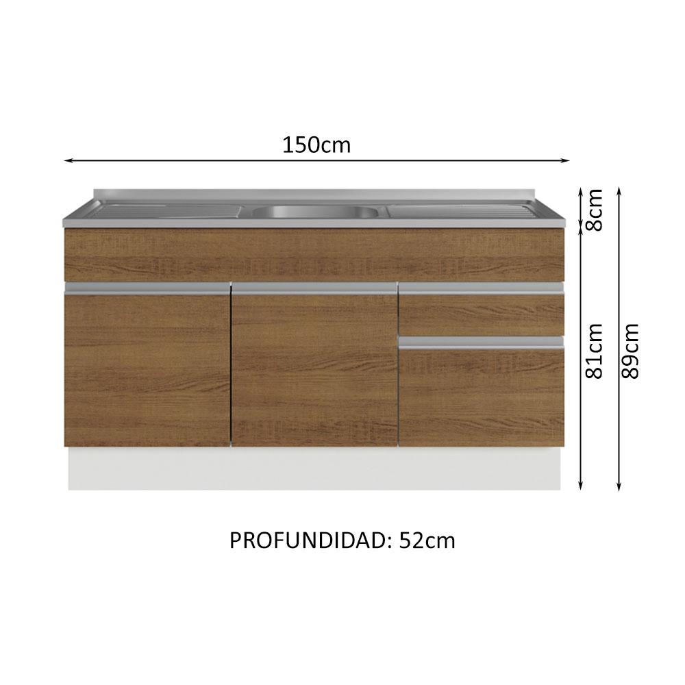 Foto 4 pulgar | Gabinete Bajo Cocina Madesa Glamy Con Tarja 150cm