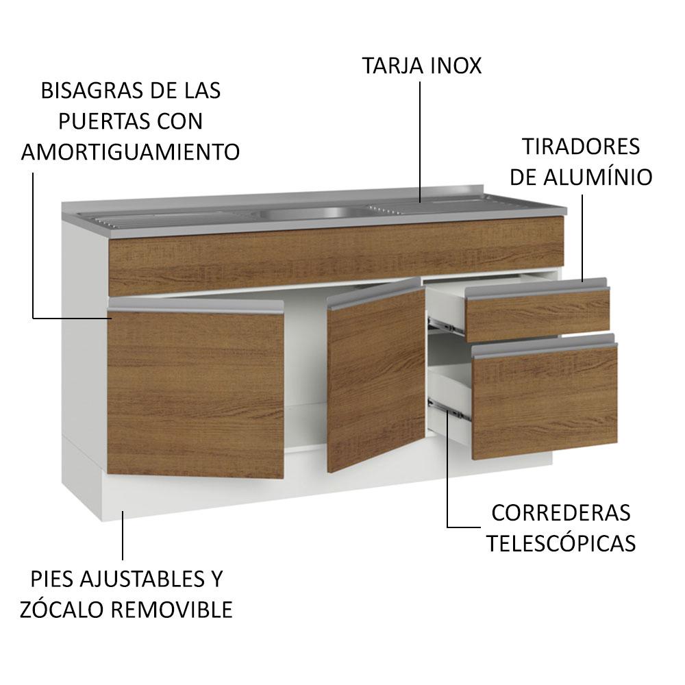 Foto 5 pulgar | Gabinete Bajo Cocina Madesa Glamy Con Tarja 150cm