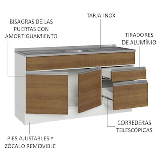 Foto 4 | Gabinete Bajo Cocina Madesa Glamy Con Tarja 150cm