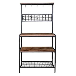 Foto 4 | Armario Almacenamiento Estante Soporte Microondas Cocina Country