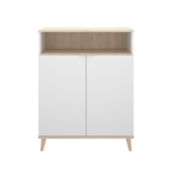 Alacena De Cocina Color Blanco Y Madera Con 2 Puertas, 1 Entrepaño Y 1 Repisa. Estructura De Madera Industrial
