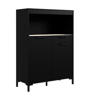 Foto 2 | Alacena Para Cocina Color Negro Y Madera Con 2 Puertas, 2 Entrepaños Y 1 Repisa. Estructura De Madera Industrial