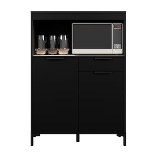 Foto 6 | Alacena Para Cocina Color Negro Y Madera Con 2 Puertas, 2 Entrepaños Y 1 Repisa. Estructura De Madera Industrial