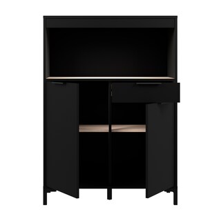 Foto 7 | Alacena Para Cocina Color Negro Y Madera Con 2 Puertas, 2 Entrepaños Y 1 Repisa. Estructura De Madera Industrial