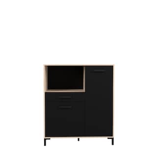 Foto 1 | Alacena Color Negro Y Madera Con 2 Puertas, 1 Cajón Y 4 Espacios De Almacenaje. Estructura De Madera Industrial