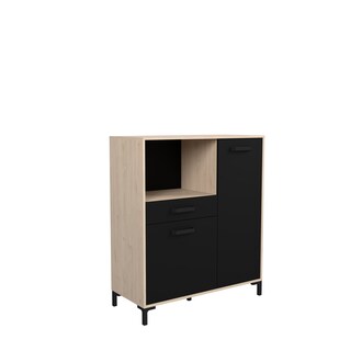 Foto 2 | Alacena Color Negro Y Madera Con 2 Puertas, 1 Cajón Y 4 Espacios De Almacenaje. Estructura De Madera Industrial