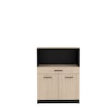 Alacena De Cocina Color Negro Y Madera Con 1 Cajón Y 2 Puertas Con 1 Entrepaño Y 1 Repisa. Estructura De Madera Indu