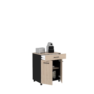 Foto 5 | Alacena De Cocina Con Ruedas Color Negro Y Madera Con 1 Cajón Y 2 Espacios De Almacenaje. Estructura De Madera Industr