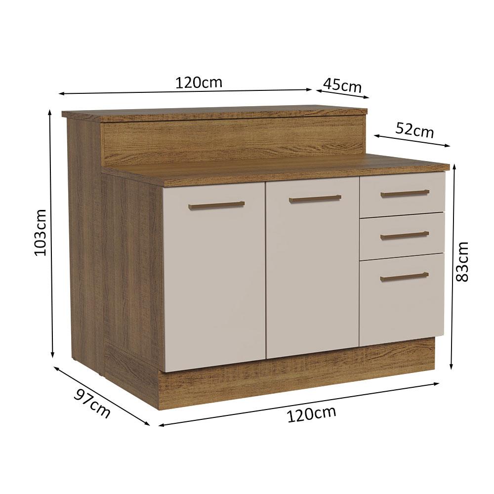 Foto 3 | Isla De Cocina Con Encimera Y Mostrador Madesa Ágata 120cm Mc