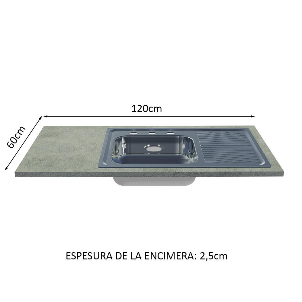 Foto 4 pulgar | Mueble De Cocina Encimera Con Tarja De Inox Luna 120cm 02