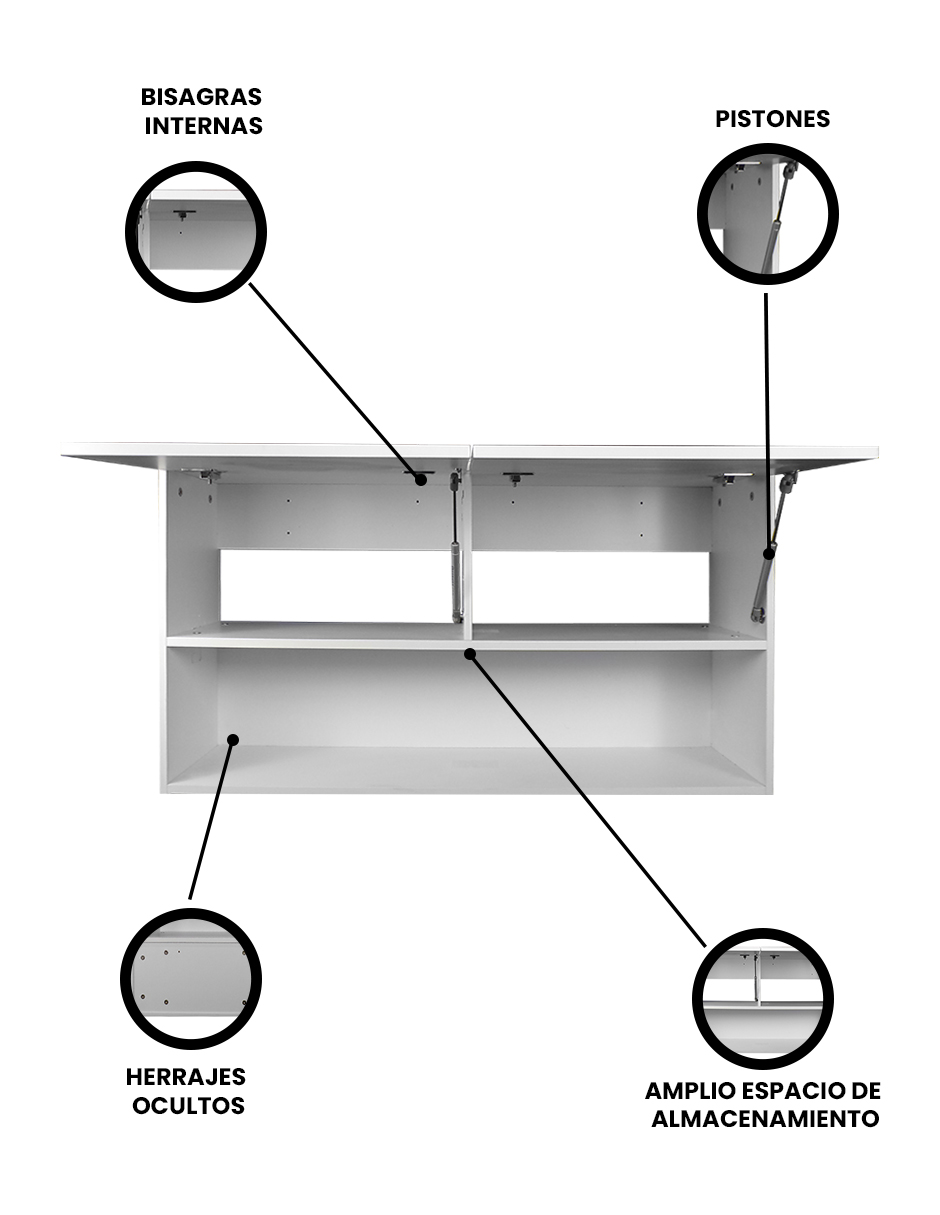 Foto 3 | Gabinete Alacena Superior Minimalista Con Puertas Y Estantes Loto