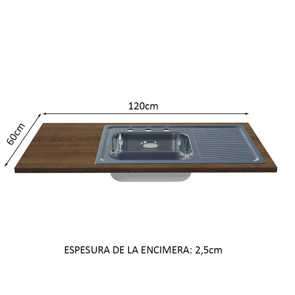 Foto 4 pulgar | Mueble De Cocina Encimera Con Tarja De Inox Luna 120cm 01