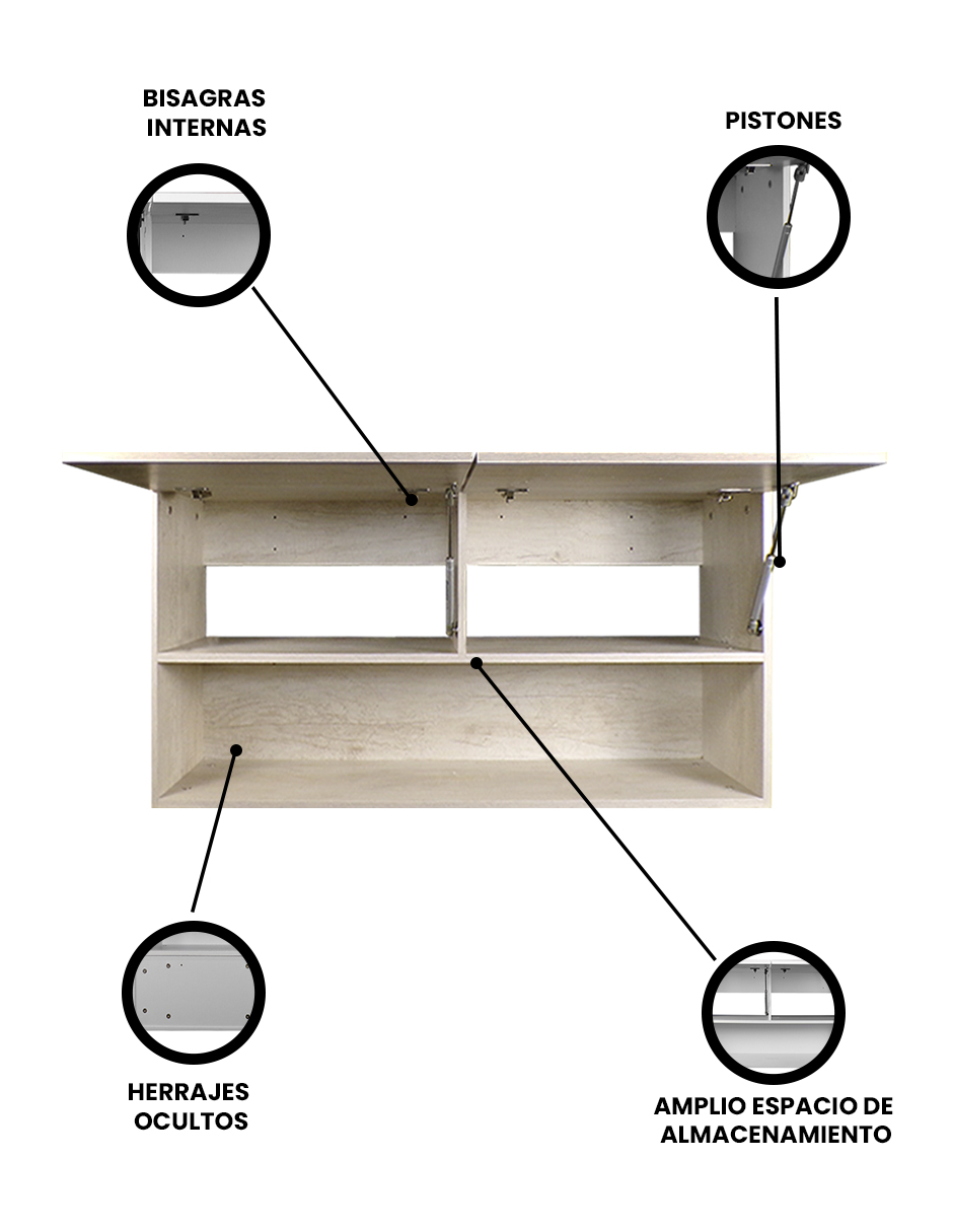 Foto 4 pulgar | Gabinete Alacena Superior Minimalista Con Puertas Y Estantes Loto
