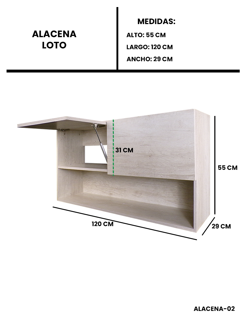 Foto 8 pulgar | Gabinete Alacena Superior Minimalista Con Puertas Y Estantes Loto