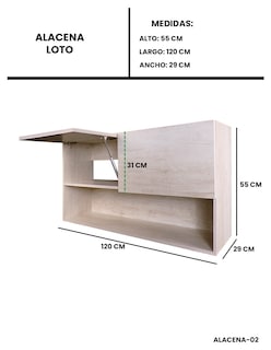 Foto 7 | Gabinete Alacena Superior Minimalista Con Puertas Y Estantes Loto