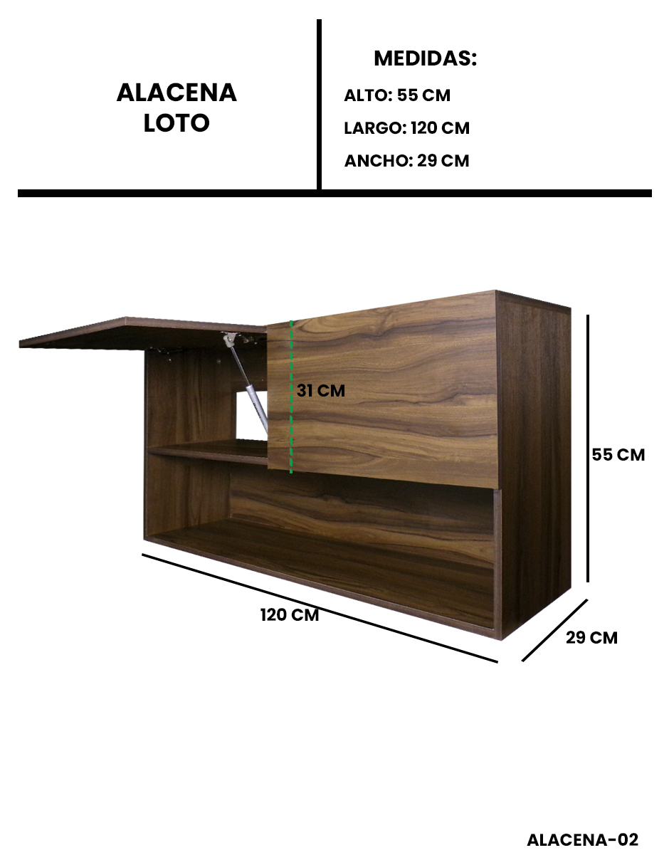 Foto 8 pulgar | Gabinete Alacena Superior Minimalista Con Puertas Y Estantes Loto