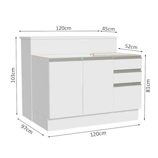 Foto 3 | Isla De Cocina Con Encimera Y Mostrador Madesa Glamy 120 Bb