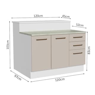 Foto 3 | Isla De Cocina Con Encimera Y Mostrador Madesa Agata 120 Bc