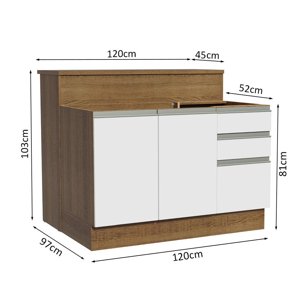 Foto 3 | Isla De Cocina Con Encimera Y Mostrador Madesa Glamy 120 Mb