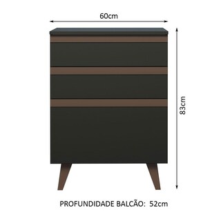 Foto 2 | Gabinete Bajo Cocina Madesa Glamy 60cm Negro