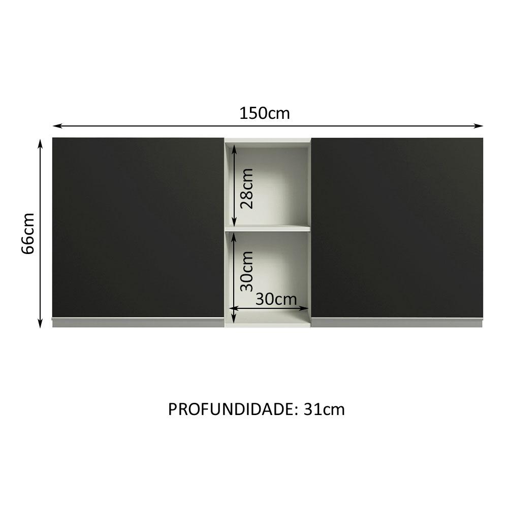 Foto 3 pulgar | Alacena Gabinete Superior Cocina Madesa Glamy 150cm Bn