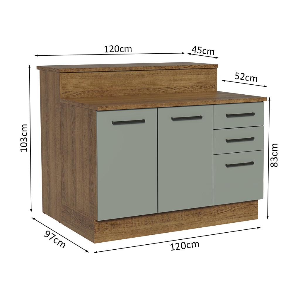 Foto 3 | Isla Cocina Con Encimera Y Mostrador Madesa Agata 120 cm Mg
