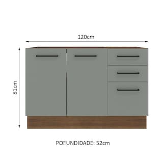 Foto 2 | Gabinete Bajo Cocina Madesa Agata 120cm Sin Encimera Bg
