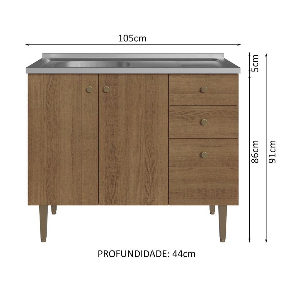 Foto 4 pulgar | Alacena Gabinete Bajo Cocina Madesa Gourmet 105 Con Tarja Mm