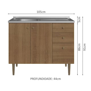 Foto 3 | Alacena Gabinete Bajo Cocina Madesa Gourmet 105 Con Tarja Mm