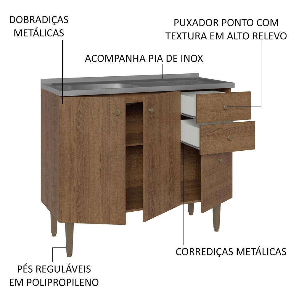 Foto 6 pulgar | Alacena Gabinete Bajo Cocina Madesa Gourmet 105 Con Tarja Mm