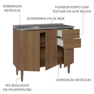 Foto 5 | Alacena Gabinete Bajo Cocina Madesa Gourmet 105 Con Tarja Mm