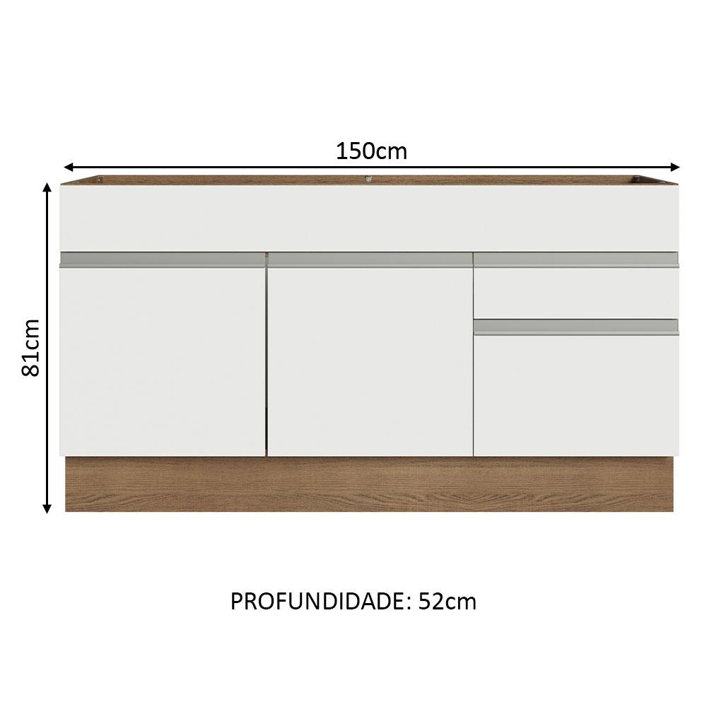 Foto 4 pulgar | Gabinete Bajo Cocina Madesa Glamy 150cm Sin Encimera Mb