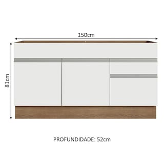 Foto 3 | Gabinete Bajo Cocina Madesa Glamy 150cm Sin Encimera Mb