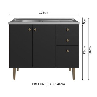 Foto 3 | Alacena Gabinete Bajo Cocina Madesa Gourmet 105 Con Tarja Mn