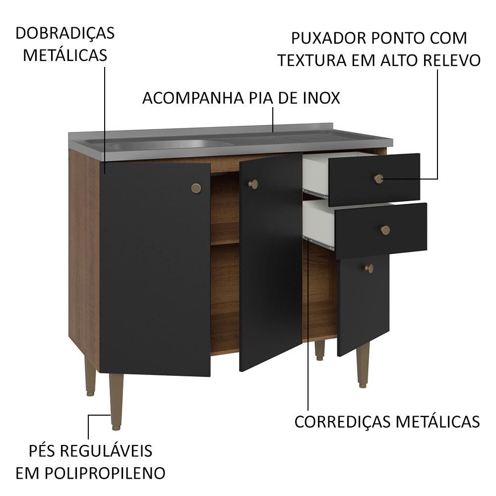 Foto 6 pulgar | Alacena Gabinete Bajo Cocina Madesa Gourmet 105 Con Tarja Mn