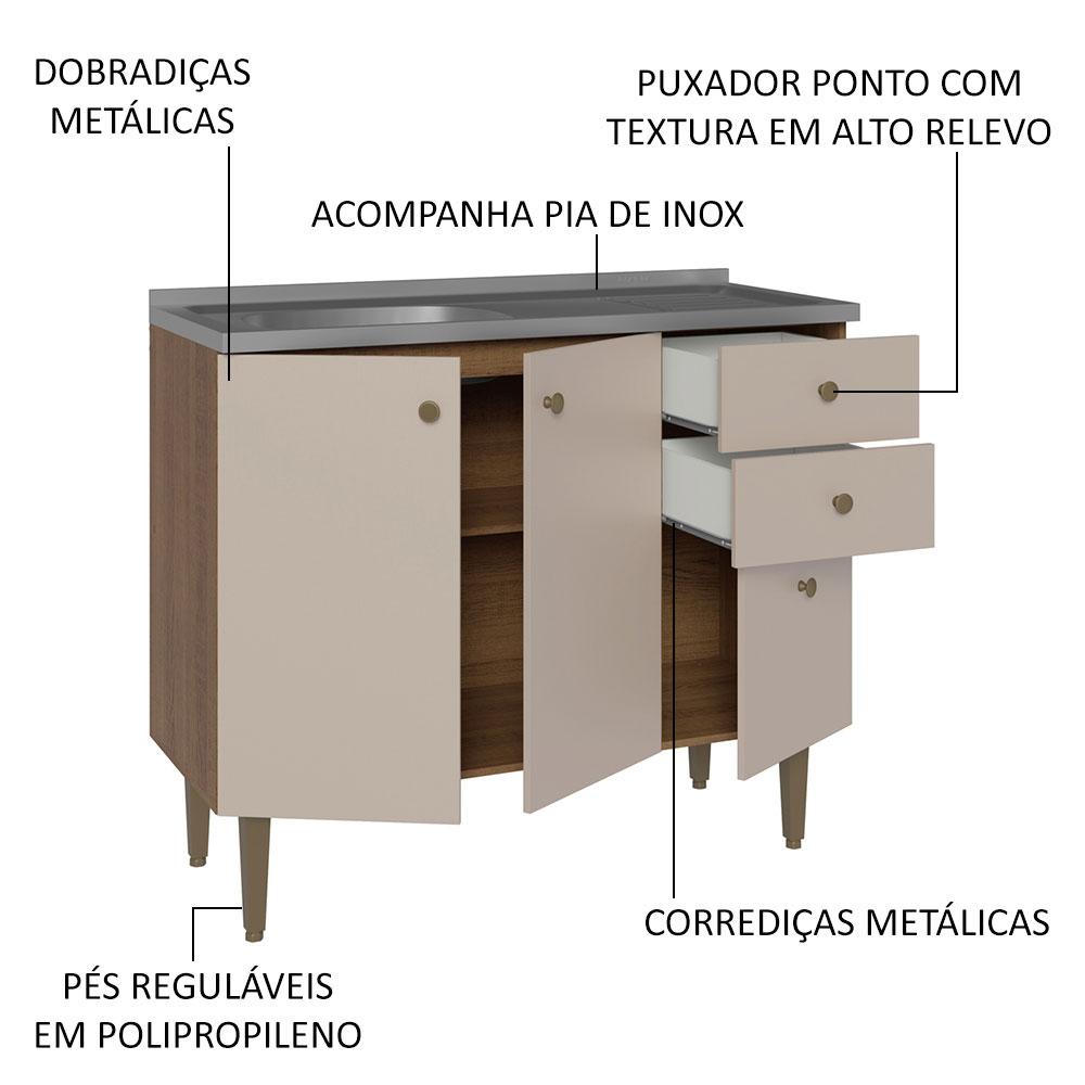 Foto 5 | Alacena Gabinete Bajo Cocina Madesa Gourmet 105 Con Tarja Mc