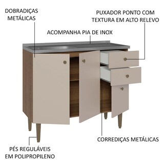 Foto 5 | Alacena Gabinete Bajo Cocina Madesa Gourmet 105 Con Tarja Mc