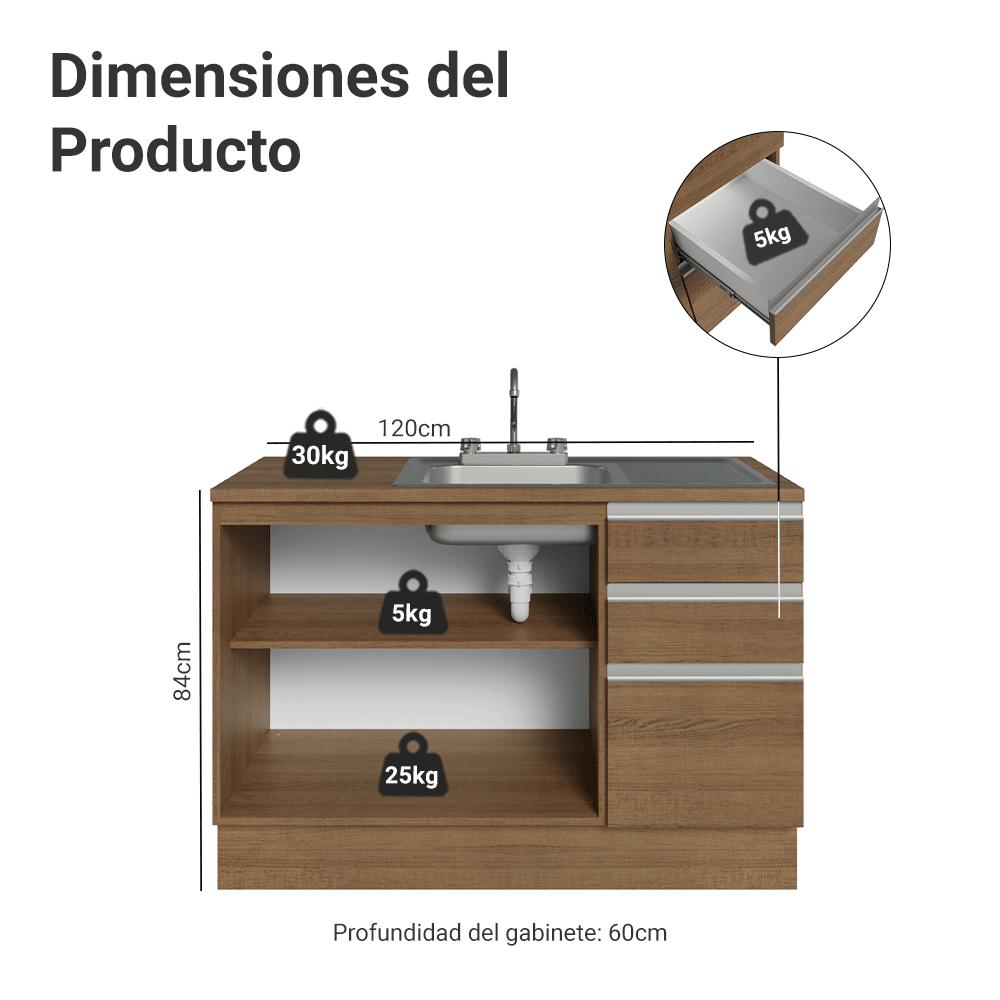 Foto 4 pulgar | Gabinete Bajo De Cocina Compacta Madesa Luna Con Tarja Mm