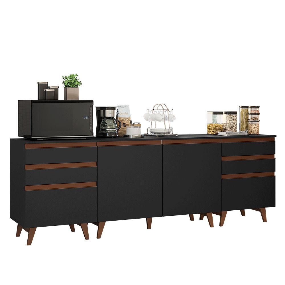 Kit 3 Gabinetes Bajos Reims Madesa 2 Puertas 6 Cajones Nn $13,199
