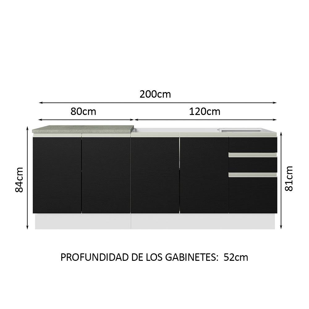 Foto 4 pulgar | Alacena Gabinete Bajo Cocina Madesa Glamy 200 Sin Tarja Bn