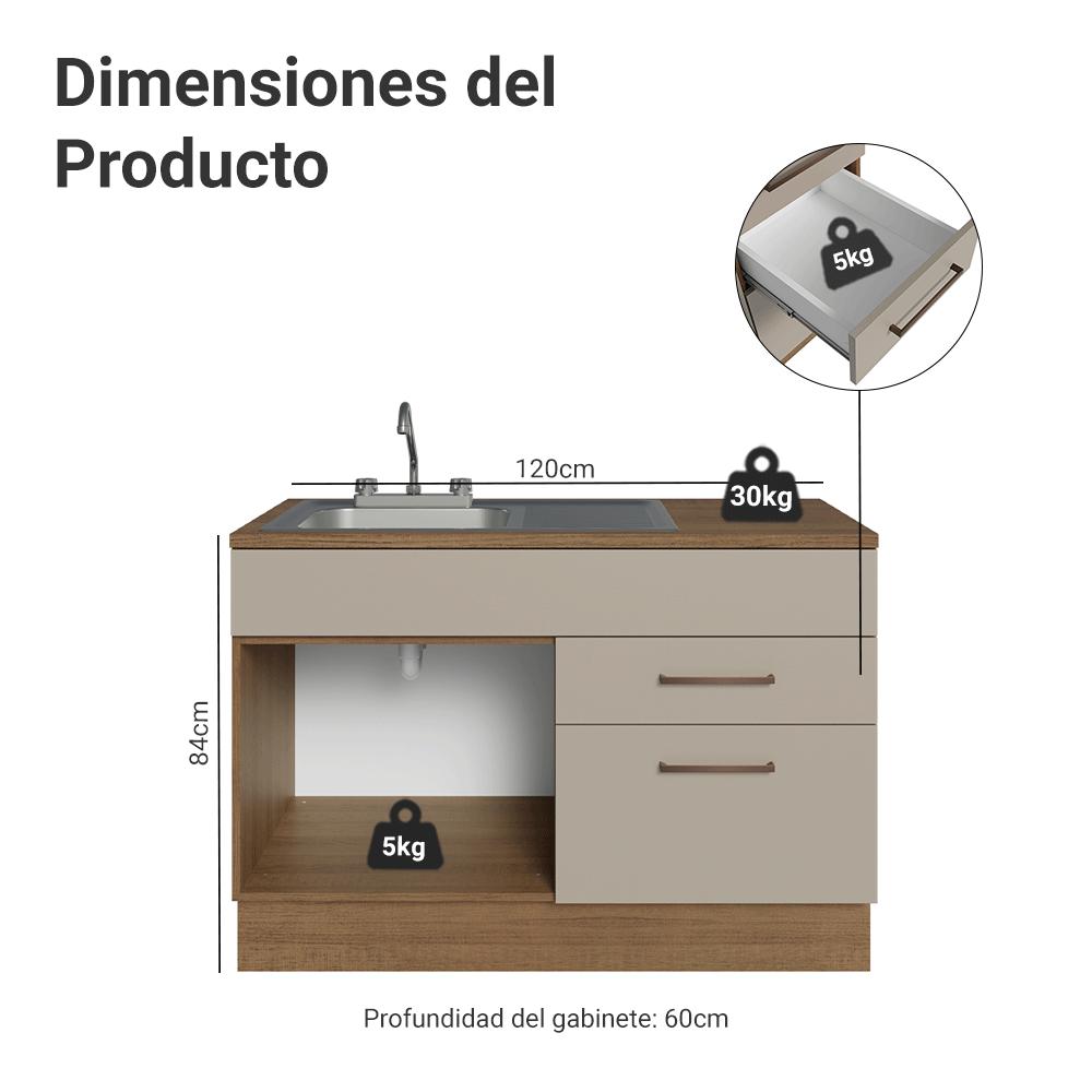 Foto 4 pulgar | Gabinete Bajo De Cocina Compacta Madesa Luna Con Tarja Mc
