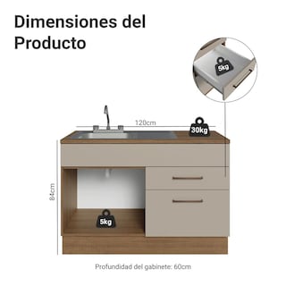 Foto 3 | Gabinete Bajo De Cocina Compacta Madesa Luna Con Tarja Mc