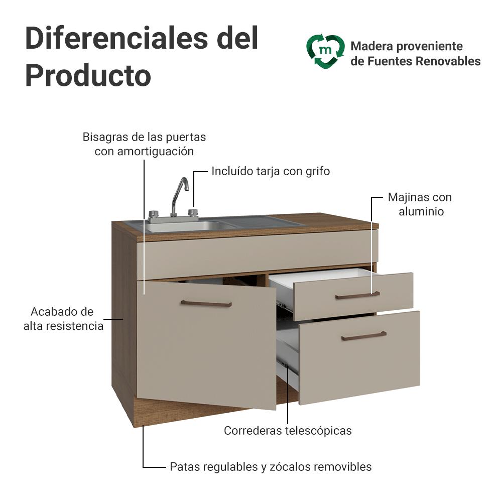 Foto 5 pulgar | Gabinete Bajo De Cocina Compacta Madesa Luna Con Tarja Mc