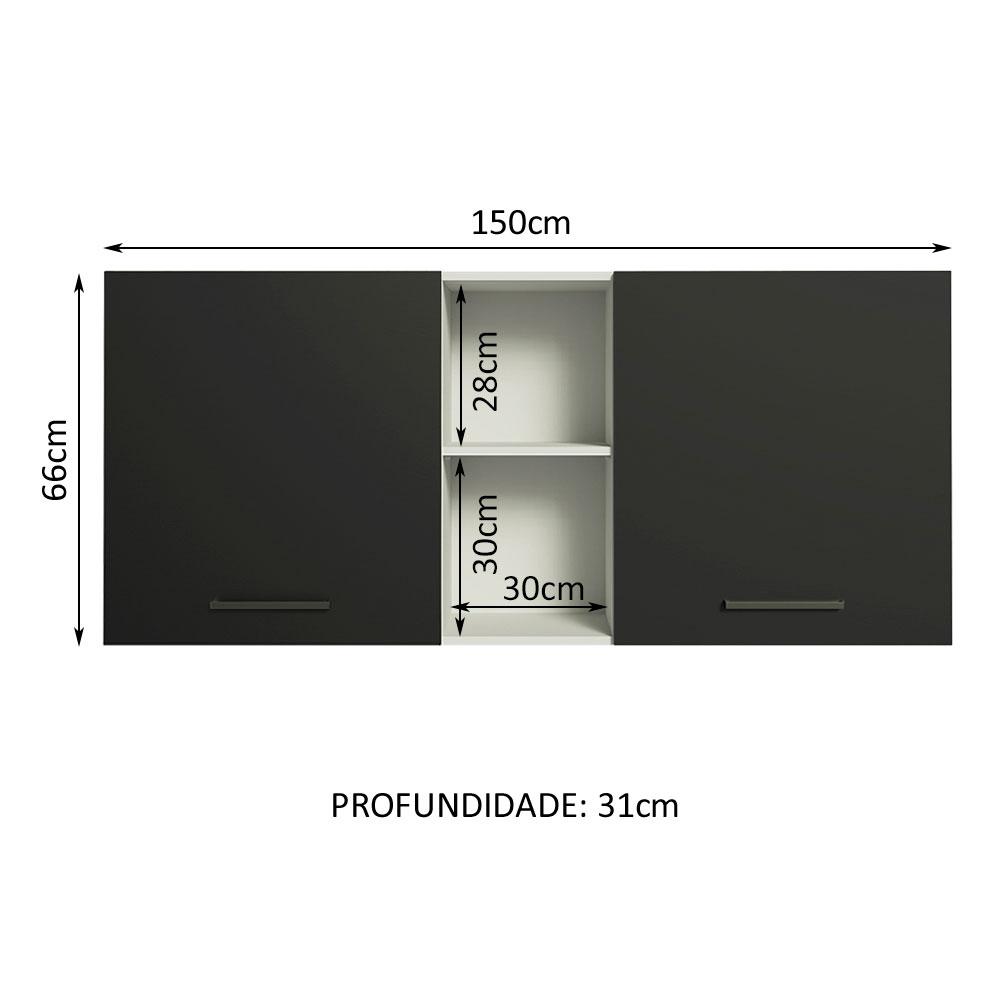 Foto 4 pulgar | Alacena Gabinete Superior Cocina Madesa Agata 150cm Bn