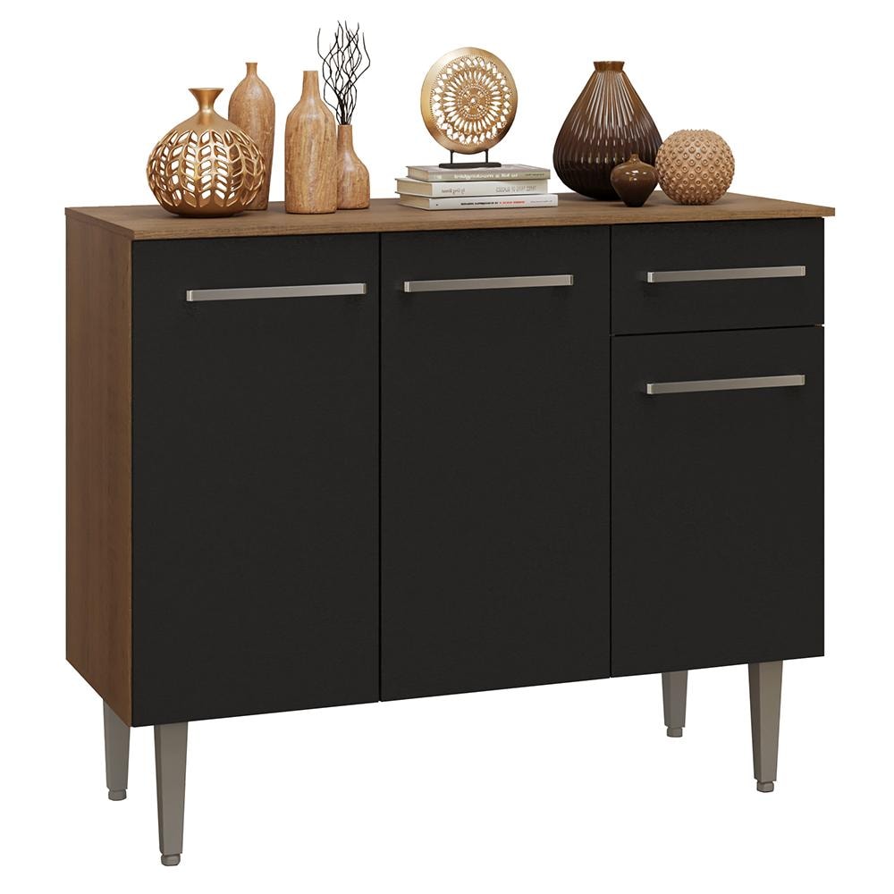 Gabinete ​aparador Buffet 3 Puertas Madesa Color Marrón/negro $3,599