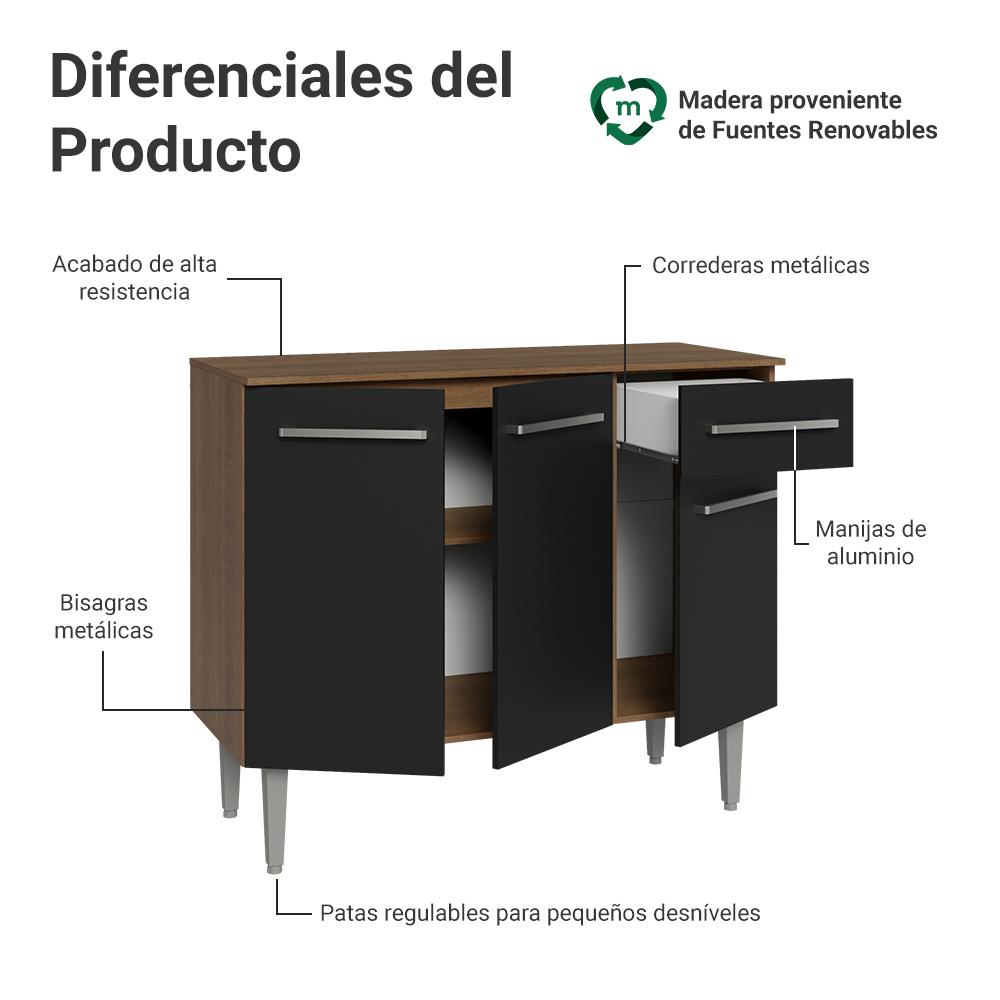 Foto 5 pulgar | Gabinete ​aparador Buffet 3 Puertas Madesa Color Marrón/negro
